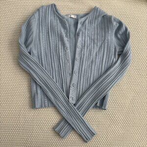 Garage Baby Blue ribbed cropped cardigan top buttoned size xs
